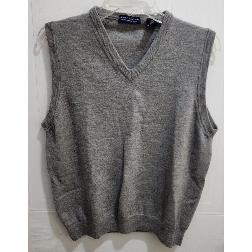 Grant Thomas 100% Italian Merino Wool Vest Mens Size Medium Woolmark Gray‎